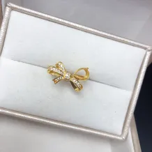 Bow-Tie Gold Plated Sterling Silver Ring Setting for 6x8mm Teardrop Gemstones