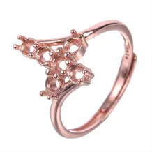 Cross Solid Silver Ring Blanks Sterling Silver 925 Yellow Gold Plated For Oval 3x3mm Gemstone