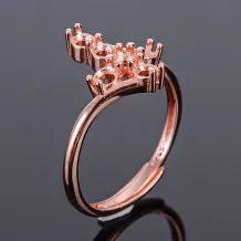 Cross Solid Silver Ring Blanks Sterling Silver 925 Yellow Gold Plated For Oval 3x3mm Gemstone