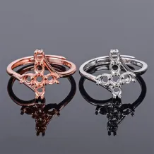 Cross Solid Silver Ring Blanks Sterling Silver 925 Yellow Gold Plated For Oval 3x3mm Gemstone