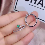 Crown-Design Gold-Plated Ring Setting for 3mm Square Emeralds/Gemstones (S925, Unset)
