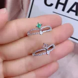 Crown-Design Gold-Plated Ring Setting for 3mm Square Emeralds/Gemstones (S925, Unset)