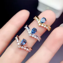 Crown Inlay Silver And Gold Plated For 4*6mm Water Drop Shape Ring Ruby And Sapphire Emerald