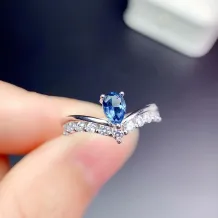 Crown Inlay Silver And Gold Plated For 4*6mm Water Drop Shape Ring Ruby And Sapphire Emerald