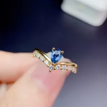 Crown Inlay Silver And Gold Plated For 4*6mm Water Drop Shape Ring Ruby And Sapphire Emerald