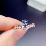 Crown Inlay Silver And Gold Plated For 4*6mm Water Drop Shape Ring Ruby And Sapphire Emerald