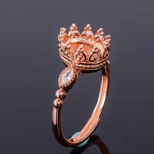 Diamond 925 Silver Gold Plated Ring Setting For Oval 7x9mm Gemstones