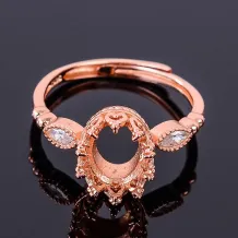 Diamond 925 Silver Gold Plated Ring Setting For Oval 7x9mm Gemstones