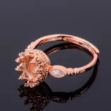 Diamond 925 Silver Gold Plated Ring Setting For Oval 7x9mm Gemstones