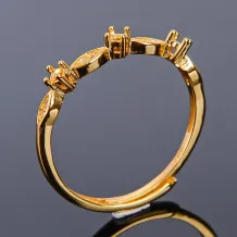 Diy 2x2mm Marquise Oval Cluster Gold-Plated 925 Silver Ring Setting