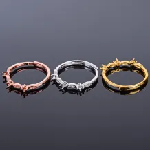 Diy 2x2mm Marquise Oval Cluster Gold-Plated 925 Silver Ring Setting