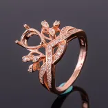 Diy Crown Sterling Silver Gold Plated Ring Setting For 6*8/5*7mm Colored Gemstone