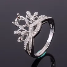 Diy Crown Sterling Silver Gold Plated Ring Setting For 6*8/5*7mm Colored Gemstone