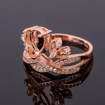 Diy Crown Sterling Silver Gold Plated Ring Setting For 6*8/5*7mm Colored Gemstone