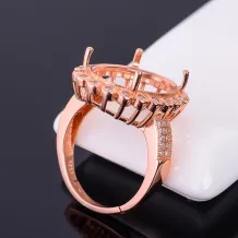 Diy Oval 10x12 10x14 12x16 13x18 15x20mm 925 Sterling Silver Gold Plated Ring Setting