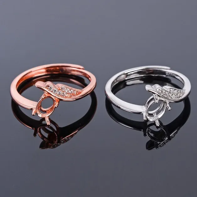 Dolphin Ring Settings Without Stones For Oval 4x6mm Gemstones