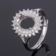 Double Halo Gold Plated Solid 925 Sterling Silver Ring Setting For Oval 7x9mm Gemstones