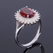 Double Halo Gold Plated Solid 925 Sterling Silver Ring Setting For Oval 7x9mm Gemstones