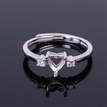 Double Heart Halo Ring Setting - 18K Gold Plated 925 Silver for 5x5mm Gemstones