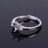 Double Heart Halo Ring Setting - 18K Gold Plated 925 Silver for 5x5mm Gemstones