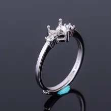 Double Heart Halo Ring Setting - 18K Gold Plated 925 Silver for 5x5mm Gemstones