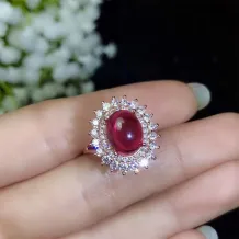 Double-Ring Diamond Oval 8*10mm 925 Silver Gold Plated For Colored Gemstones And Emerald