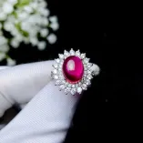 Double-Ring Diamond Oval 8*10mm 925 Silver Gold Plated For Colored Gemstones And Emerald