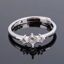 Flowers Ring Setting 925 Sterling Silver Rose Gold Plated For Square 3x3mm Gemstones