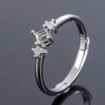 Flowers Ring Setting 925 Sterling Silver Rose Gold Plated For Square 3x3mm Gemstones