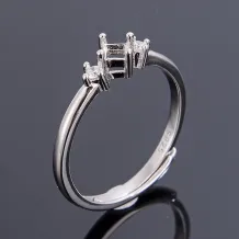 Flowers Ring Setting 925 Sterling Silver Rose Gold Plated For Square 3x3mm Gemstones