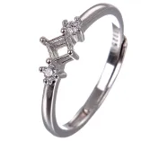 Flowers Ring Setting 925 Sterling Silver Rose Gold Plated For Square 3x3mm Gemstones