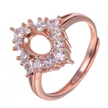 Four-Point Halo Setting 925 Silver Gold Plated Ring Mount For Oval 5x7mm Gemstones