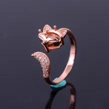 Fox 925 Silver Gold Plated Ring Mount For 5x7mm Gemstones