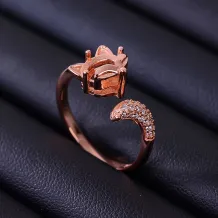 Fox 925 Silver Gold Plated Ring Mount For 5x7mm Gemstones