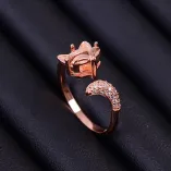 Fox 925 Silver Gold Plated Ring Mount For 5x7mm Gemstones