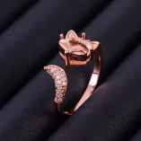 Fox 925 Silver Gold Plated Ring Mount For 5x7mm Gemstones