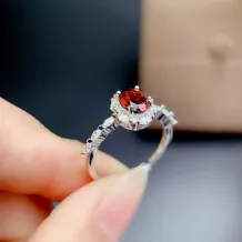 Full Diamond Inlaid Oval 5*7mm S925 Silver Gold-Plated Ring Empty Holder