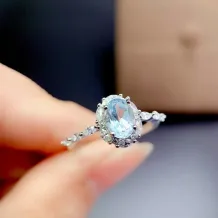 Full Diamond Inlaid Oval 5*7mm S925 Silver Gold-Plated Ring Empty Holder