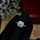 Full Halo Ring Setting - 925 Sterling Silver Rose Gold Plated for 6x6mm Colored Gemstones/Moissanite