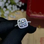 Full Halo Ring Setting - 925 Sterling Silver Rose Gold Plated for 6x6mm Colored Gemstones/Moissanite