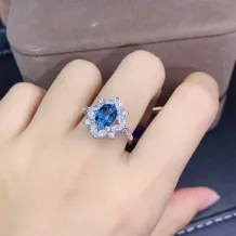 Gold-Plated Silver Marquise Diamond Accent Ring Setting for 6x8mm Oval Ruby/Sapphire