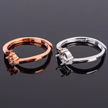 Rose Gold Plated Silver Ring For 3x3 4x4 5x5 Round Cabochon Sapphire Minimalist Solitaire