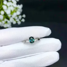 Gold-Plated Silver Ring Setting for 5x6mm Oval Colored Gemstones (Semi-Mount)