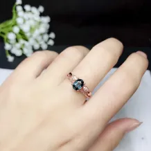 Gold-Plated Silver Ring Setting for 5x6mm Oval Colored Gemstones (Semi-Mount)