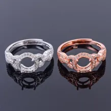 Halo Ring Setting 925 Sterling Silver Gold Plated For Oval 7x7mm Gemstones