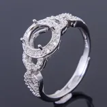 Halo Ring Setting 925 Sterling Silver Gold Plated For Oval 7x7mm Gemstones