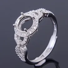 Halo Ring Setting 925 Sterling Silver Gold Plated For Oval 7x7mm Gemstones