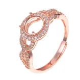 Halo Ring Setting 925 Sterling Silver Gold Plated For Oval 7x7mm Gemstones