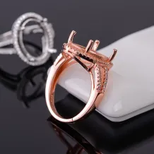 Halo Setting 925 Silver Gold Plated Ring Mount for Oval 6x8 8x10 10x14mm Gemstones