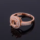Halo Setting 925 Silver Gold Plated Ring Mount For Round 6x6mm Gemstone